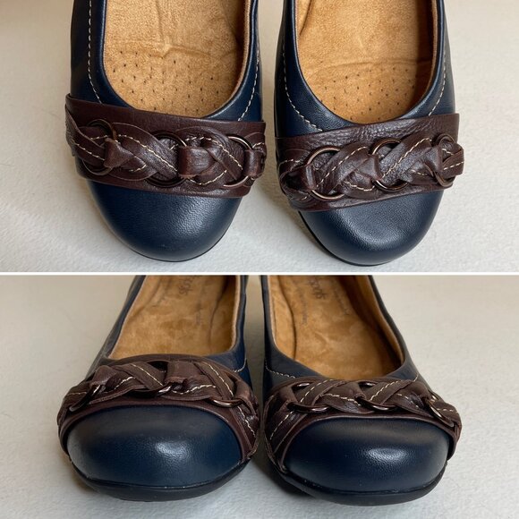 Comfortiva Softspots Posie Flats in Navy / Chocolate Size 8 - Picture 7 of 16